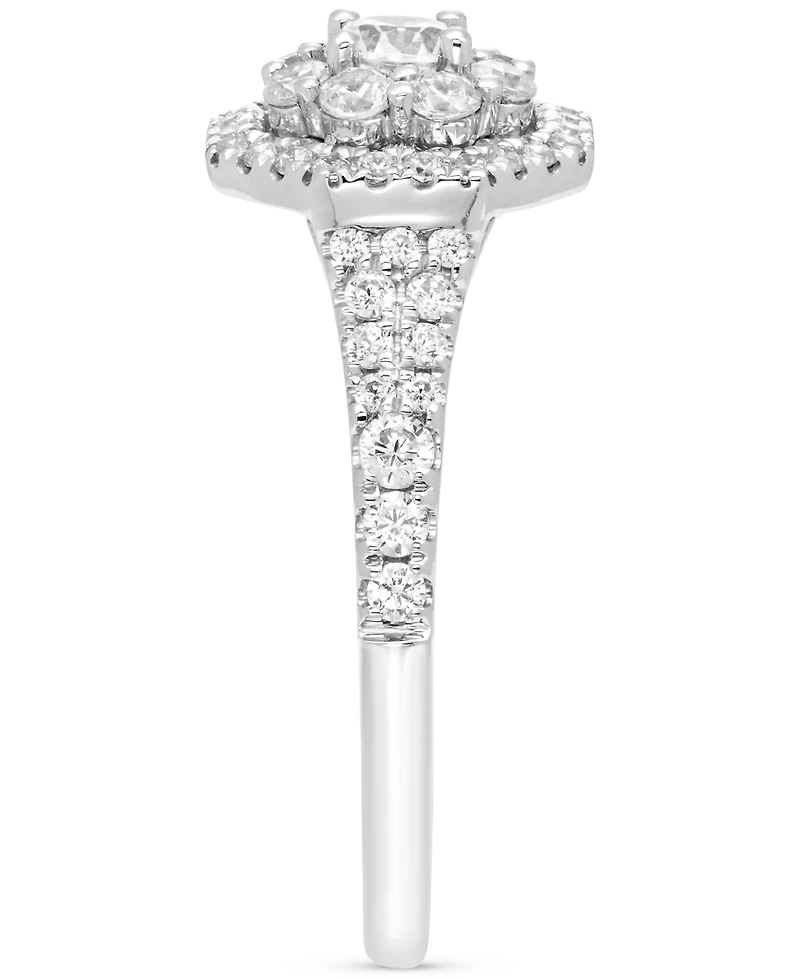 Diamond Halo Cluster Engagement Ring (1 ct. t.w.) in 14k White Gold