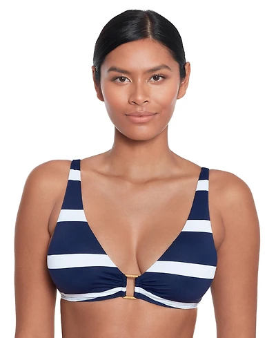 Lauren Ralph Lauren Women's Striped O-Ring Bikini Top