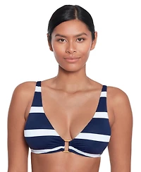 Lauren Ralph Lauren Women's Striped O-Ring Bikini Top
