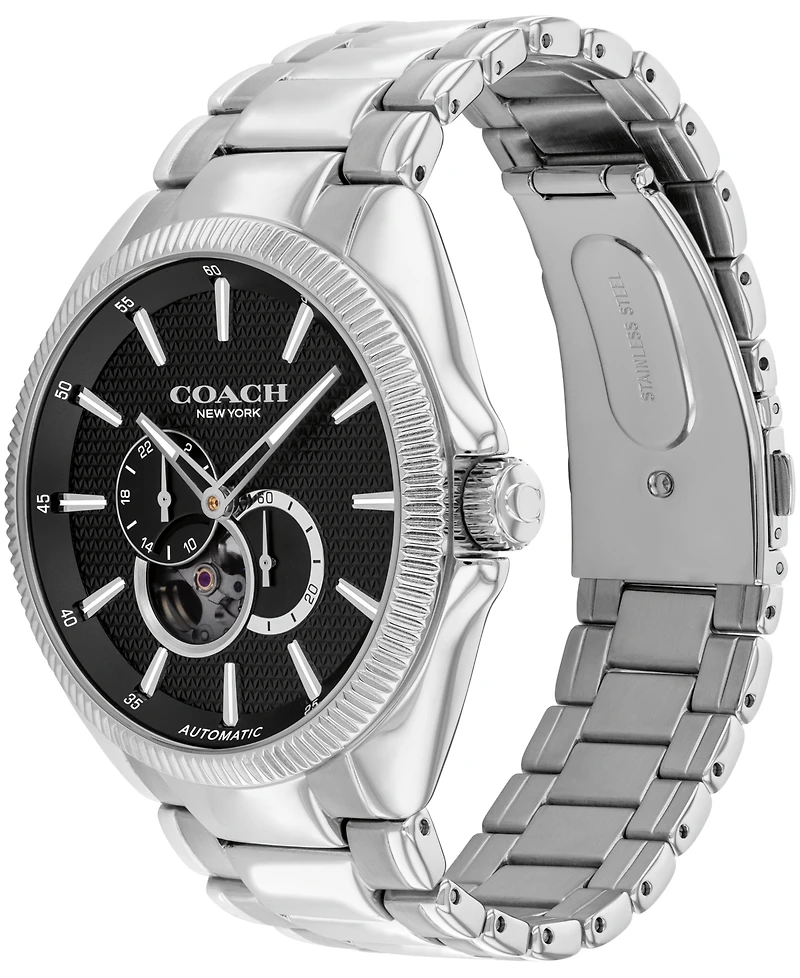 Coach Men's Automatic Jackson Silver-Tone Stainless Steel Watch 45mm