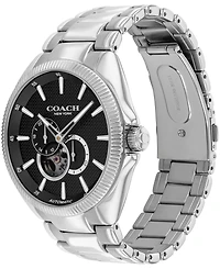 Coach Men's Automatic Jackson Silver-Tone Stainless Steel Watch 45mm