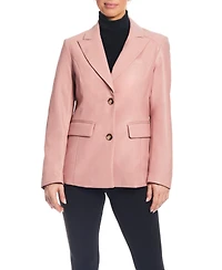 Sanctuary Women's Faux Leather Single-Breasted Blazer Jacket with Corset Back