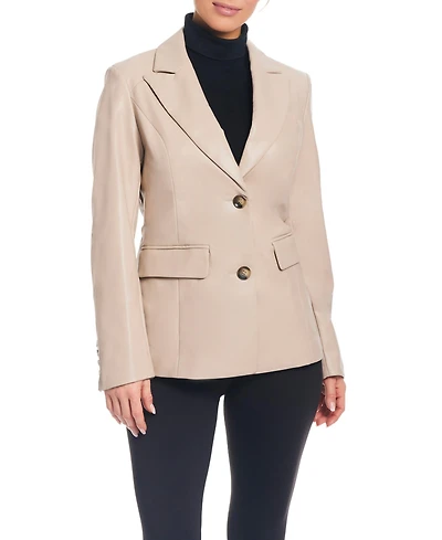 Sanctuary Women's Faux Leather Single-Breasted Blazer Jacket with Corset Back