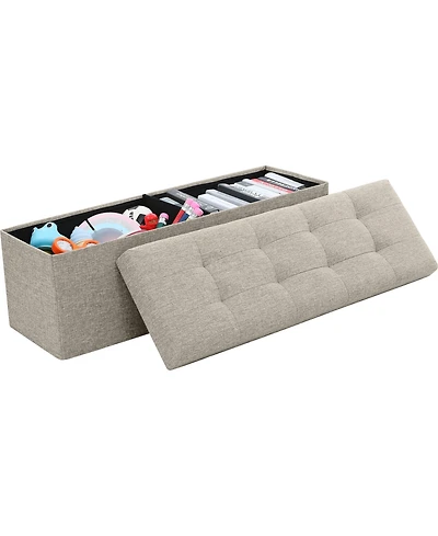 Foldable Tufted Storage Ottoman