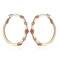 T Tahari Gold-Tone Glass Stone Hoop Earrings