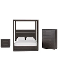 Tivie 3pc Bedroom Set (Full Canopy Bed + Chest Nightstand), Created for Macy's