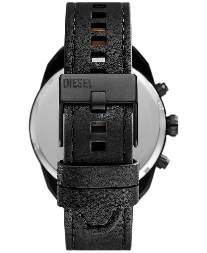 Diesel Men's Spiked Chronograph Black Leather Watch 49mm