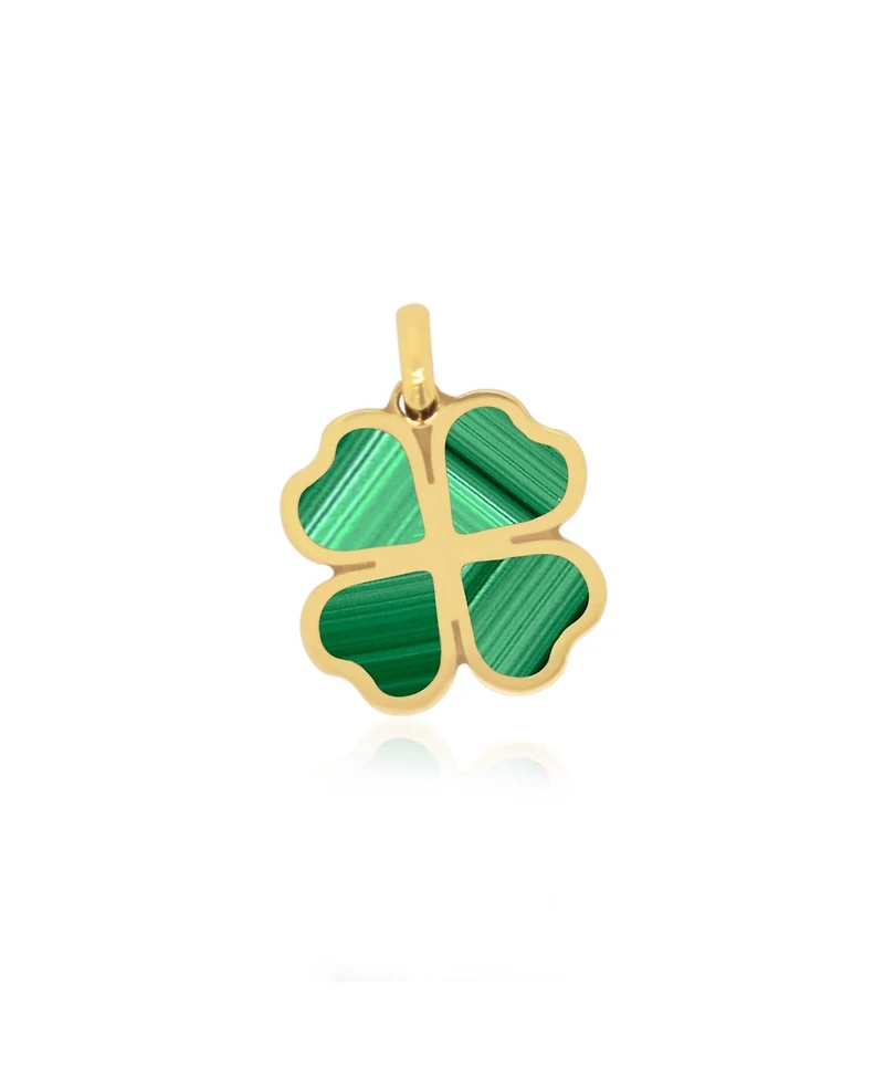 The Lovery Malachite Lucky Clover Charm 14K Gold 18 millimeters