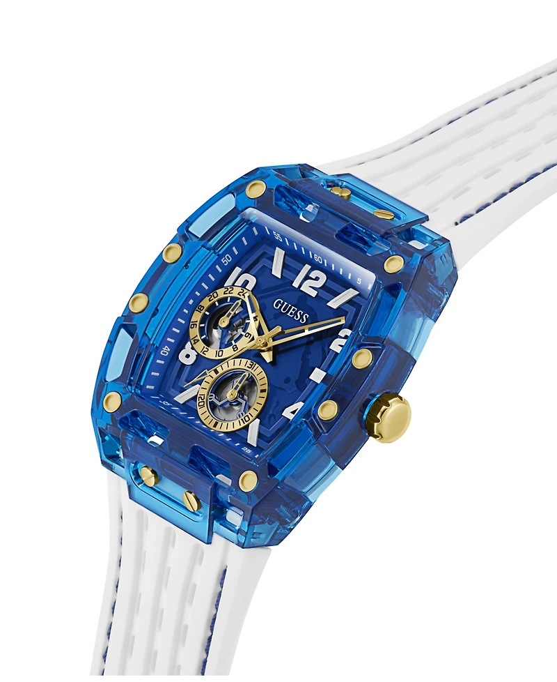 Guess Men's Multi-Function White Silicone Watch, 44mm
