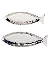 Certified International Silver Coast 3-d 2Pc Fish Platter Set