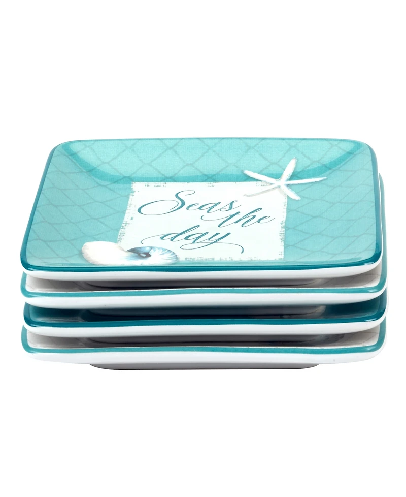 Certified International Ocean View Set of 4 Canape Plates