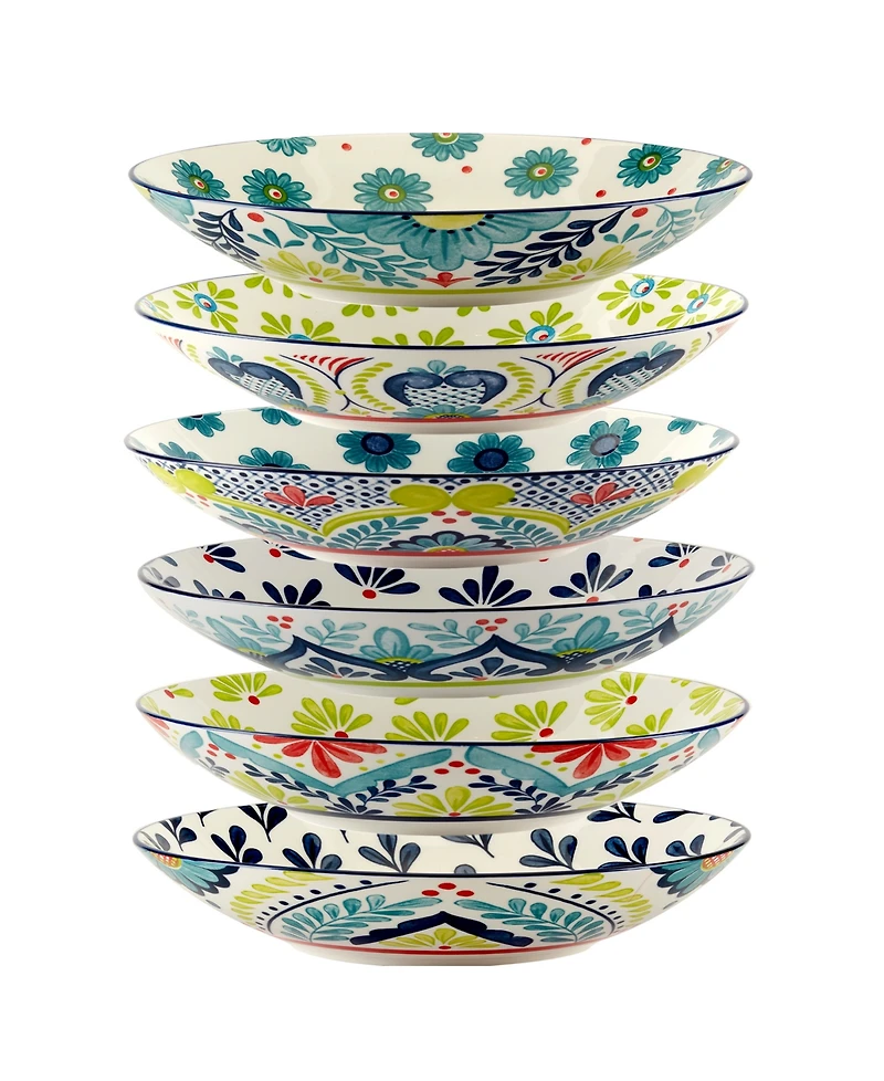 Certified International Talavera Set of 6 Soup or Pasta Bowls, 6 Asst