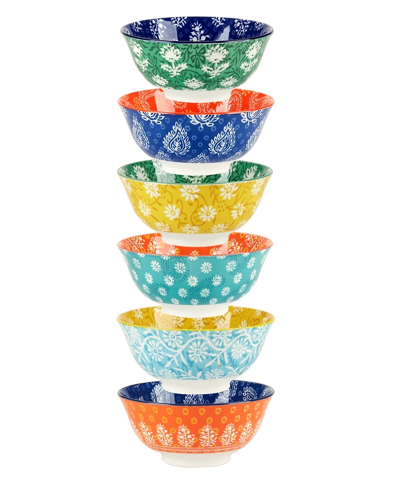Certified International Carnival Multi Set of 6 All Purpose Bowl, 6.25" 6 Asst