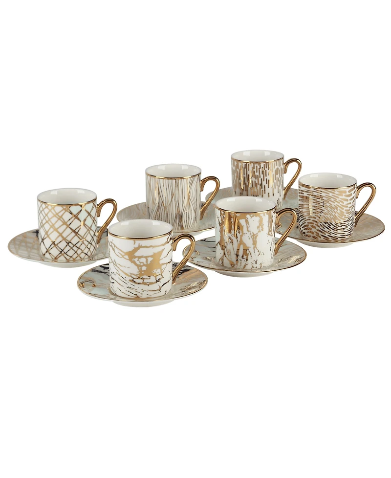 Certified International Matrix Espresso Cups & Saucers Set, Service for 6