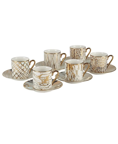 Certified International Matrix Espresso Cups & Saucers Set, Service for 6