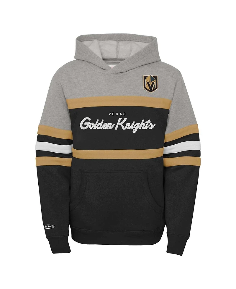 Big Boys Mitchell & Ness Black Vegas Golden Knights Head Coach Pullover Hoodie