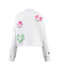 Women's Freeze Max White Peanuts Snoopy Sweet Heart Long Sleeve Cropped Polo