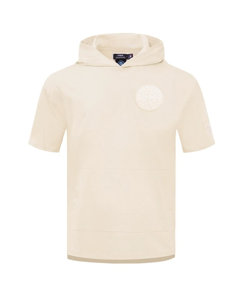 Men's Pro Standard Cream Seattle Mariners Neutral Short Sleeve Hoodie T-shirt