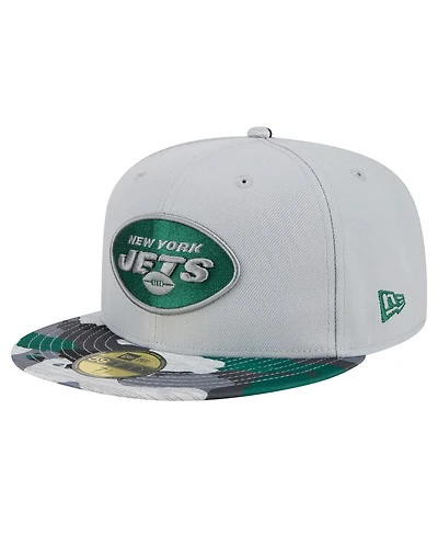Men's New Era Gray York Jets Active Camo 59FIFTY Fitted Hat