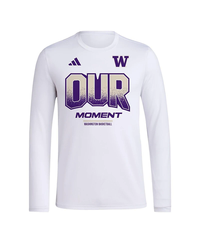 Men's and Women's adidas White Washington Huskies 2024 On-Court Bench Our Moment Long Sleeve T-shirt
