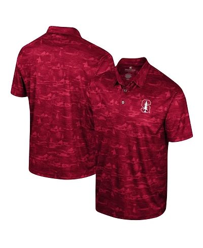 Men's Colosseum Cardinal Stanford Daly Print Polo Shirt