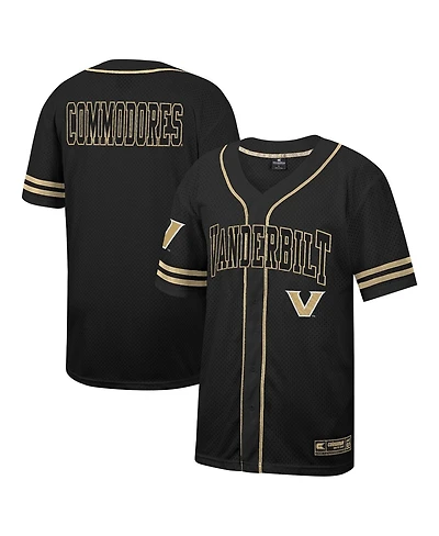 Men's Colosseum Black Vanderbilt Commodores Free Spirited Mesh Button-Up Baseball Jersey