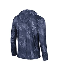 Men's Colosseum Navy Auburn Tigers Palms Printed Lightweight Quarter-Zip Hooded Top