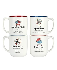Certified International Patriotic Words Set of 4 Mugs