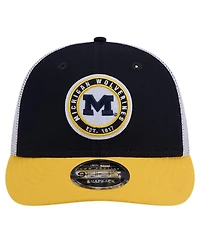 Men's New Era Navy Michigan Wolverines Throwback Circle Patch 9FIFTY Trucker Snapback Hat