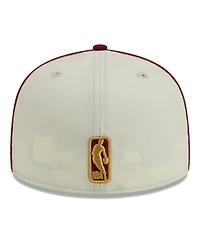 Men's New Era Cream, Wine Cleveland Cavaliers Piping 2-Tone 59FIFTY Fitted Hat