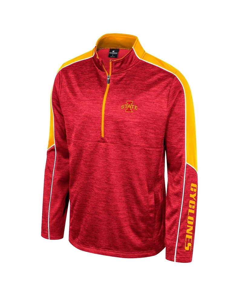 Men's Colosseum Cardinal Iowa State Cyclones Marled Half-Zip Jacket