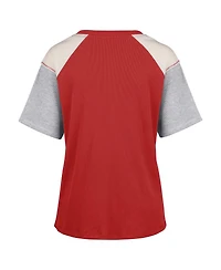 Women's '47 Brand Red Georgia Bulldogs Underline Harvey Colorblock Raglan Henley T-shirt