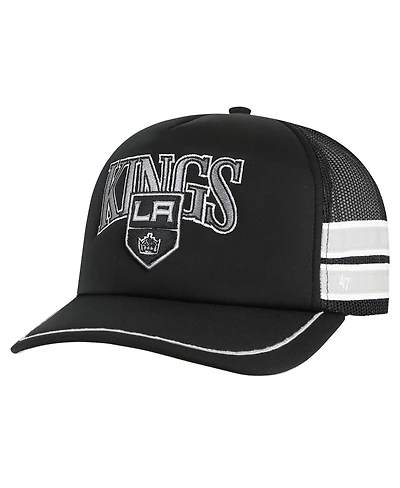 Men's '47 Brand Black Los Angeles Kings Sideband Stripes Trucker Snapback Hat