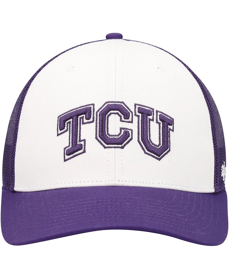 Men's '47 Brand White, Purple Tcu Horned Frogs Freshman Trucker Adjustable Hat