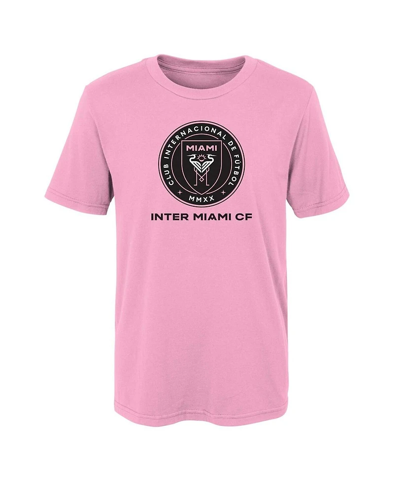 Little Boys and Girls Pink Inter Miami Cf Primary Logo T-shirt