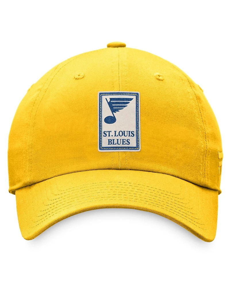 Women's Fanatics Gold Distressed St. Louis Blues Heritage Vintage-Like Adjustable Hat