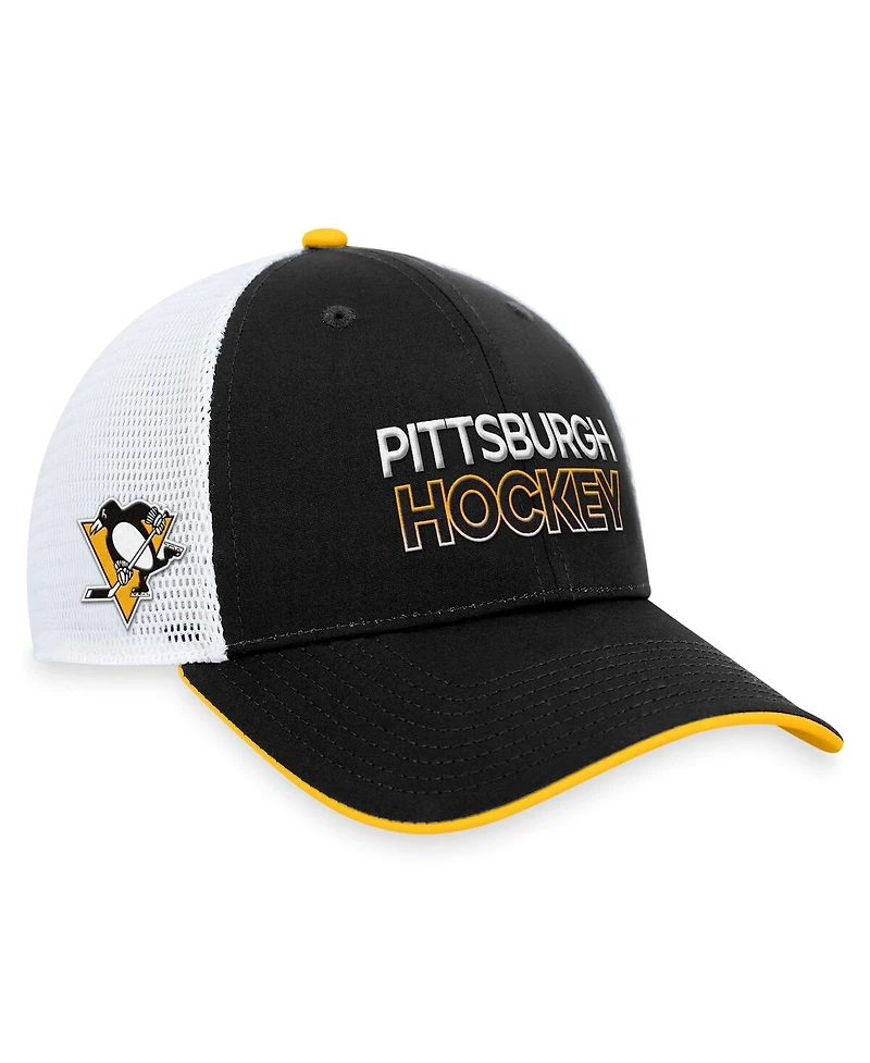 Men's Fanatics Black Pittsburgh Penguins Authentic Pro Rink Trucker Adjustable Hat