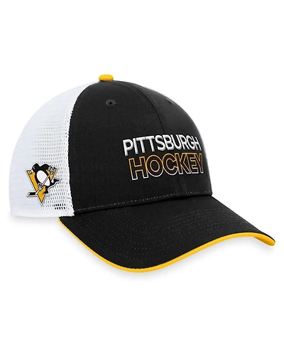 Men's Fanatics Black Pittsburgh Penguins Authentic Pro Rink Trucker Adjustable Hat
