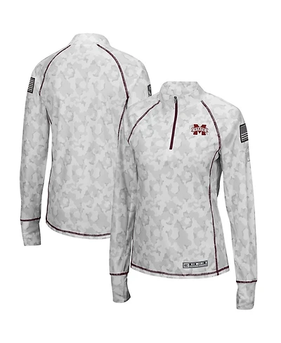 Women's Colosseum Camo Mississippi State Bulldogs Oht Military-Inspired Appreciation Officer Arctic Lightweight Quarter-Zip Top