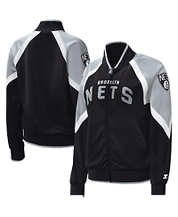 Women's Starter Black Brooklyn Nets Slam Dunk Raglan Full-Zip Track Jacket