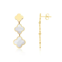 The Lovery Mother of Pearl Graduating Clover Dangle Earrings 14K Gold