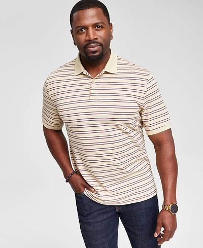 Club Room Men's Striped Short-Sleeve Polo Shirt, Created for Macy's