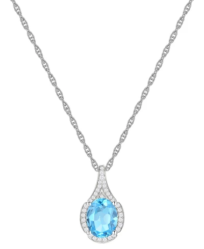 Amethyst (1-1/2 ct. t.w.) & Lab-Grown White Sapphire (1/8 Oval Halo 18" Pendant Necklace 14k Gold-Plated Sterling Silver (Also Additio