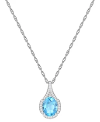 Amethyst (1-1/2 ct. t.w.) & Lab-Grown White Sapphire (1/8 Oval Halo 18" Pendant Necklace 14k Gold-Plated Sterling Silver (Also Additio