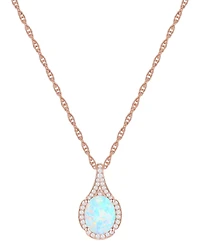 Amethyst (1-1/2 ct. t.w.) & Lab-Grown White Sapphire (1/8 Oval Halo 18" Pendant Necklace 14k Gold-Plated Sterling Silver (Also Additio