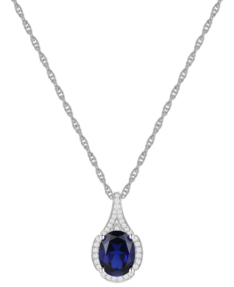 Amethyst (1-1/2 ct. t.w.) & Lab-Grown White Sapphire (1/8 ct. t.w.) Oval Halo 18" Pendant Necklace in 14k Gold-Plated Sterling Silver (Also in Additio