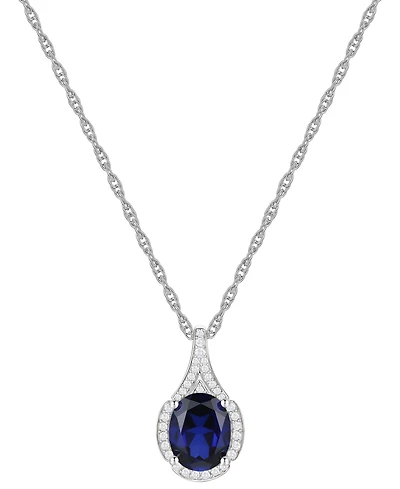 Amethyst (1-1/2 ct. t.w.) & Lab-Grown White Sapphire (1/8 ct. t.w.) Oval Halo 18" Pendant Necklace in 14k Gold-Plated Sterling Silver (Also in Additio