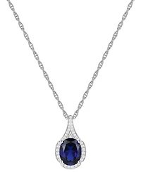 Amethyst (1-1/2 ct. t.w.) & Lab-Grown White Sapphire (1/8 ct. t.w.) Oval Halo 18" Pendant Necklace in 14k Gold-Plated Sterling Silver (Also in Additio