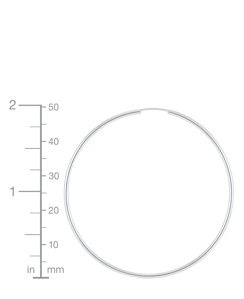 Polished Classic Endless Medium Hoop Earrings in 14k White Gold, 2"