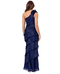 Xscape Women's Tiered Chiffon One-Shoulder Dress